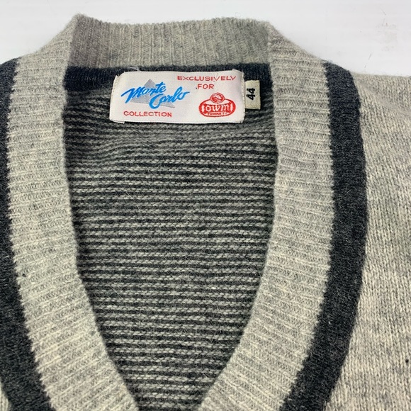 MONTE CARLO Collection Mens V Neck Angora Pullover Sweater Size Size 44 Gray - Picture 6 of 10